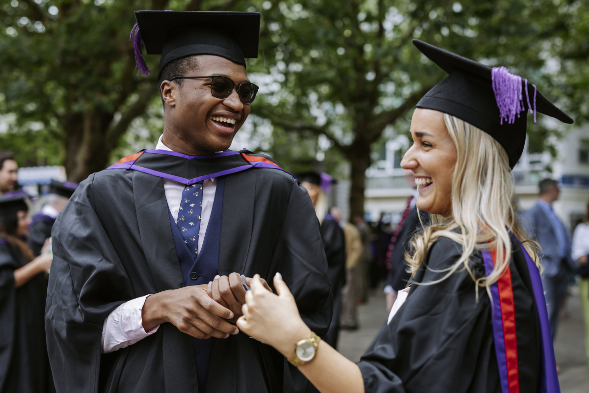 Two students at Graduation celebrations in Guildhall Square