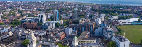 Aerial view of campus