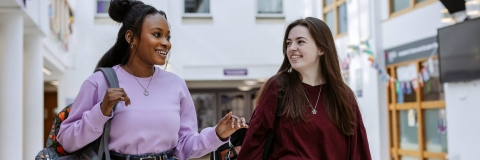 Students in the Portland Atrium