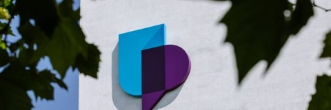 University of Portsmouth logo on Dennis Sciama wall
